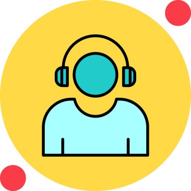 Etkilendirici kulaklık takar Web simgesi, vektör illüstrasyonu