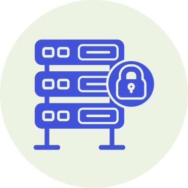 Şifrelenmiş sunucu simgesi, vektör illüstrasyonu basit tasarım