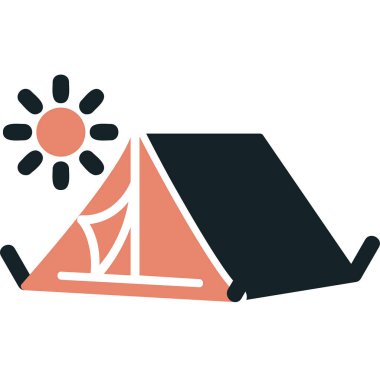 Çöldeki bir kamp çadırı ikonunun vektör çizimi