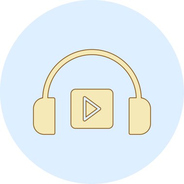 Podacast Dinleme eşleşmeli ikon vektör çizimi