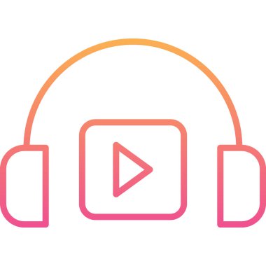 Podacast Dinleme eşleşmeli ikon vektör çizimi