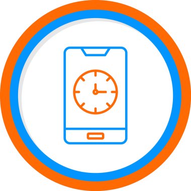 saat ve vektör illüstrasyonlu cep telefonu