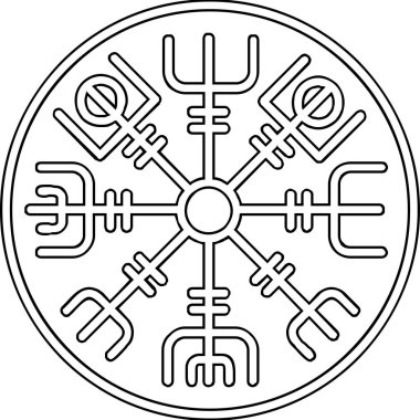 Vegvisir runik pusula simgesi, vektör illüstrasyonu.