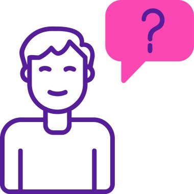 Müşteri Soru simgesi, vektör illüstrasyonu. Logotype. Konuşma balonunda soru işareti olan çocuk Avatar 'ı  