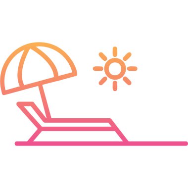 Yaz tatili, plaj ikonu, vektör illüstrasyonu