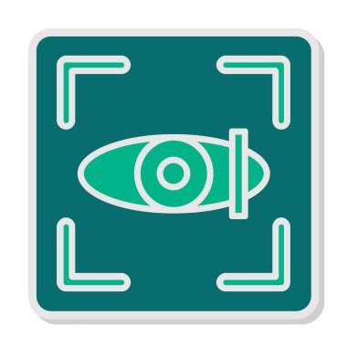 Göz Tarama Ağı simgesi, vektör illüstrasyonu. Tarama çerçevesi vektör ana hatları işaretli dijital göz