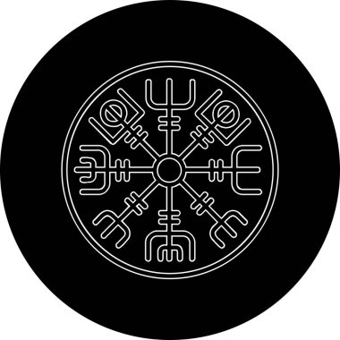 Vegvisir runik pusula simgesi, vektör illüstrasyonu.