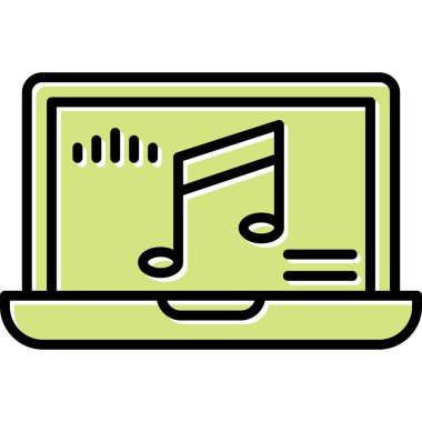 dizüstü bilgisayar vektör illüstrasyonu üzerine nota