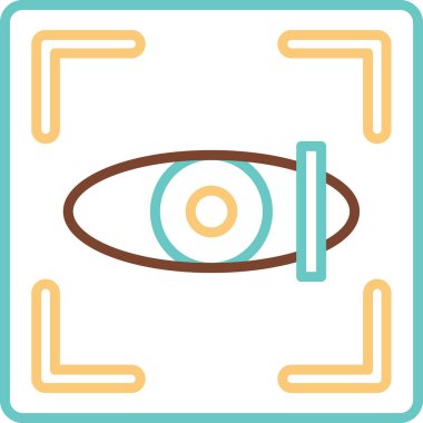 Göz Tarama Ağı simgesi, vektör illüstrasyonu. Tarama çerçevesi vektör ana hatları işaretli dijital göz