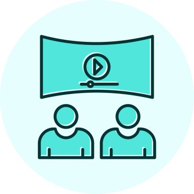 Viedeo izleyen insanlar, vektör illüstrasyonu basit tasarım