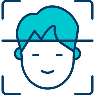 Yüz Tanıma vektör simgesi izole edildi. Yüz logosu taranıyor.