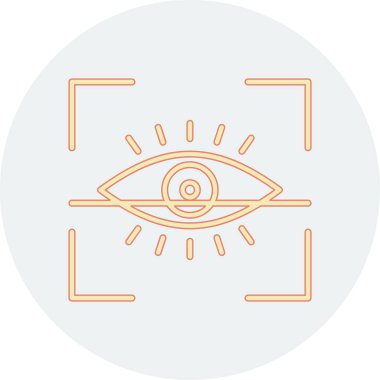 Göz Tarama Ağı simgesi, vektör illüstrasyonu. Tarama çerçevesi vektör ana hatları işaretli dijital göz