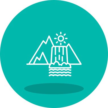 Dağların simgesindeki bir şelalenin vektör çizimi 