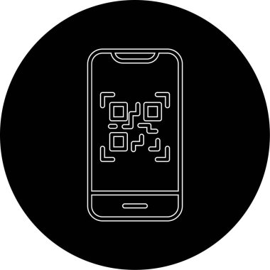 Cep telefonu ekranında QR kodu, vektör illüstrasyonu basit tasarım