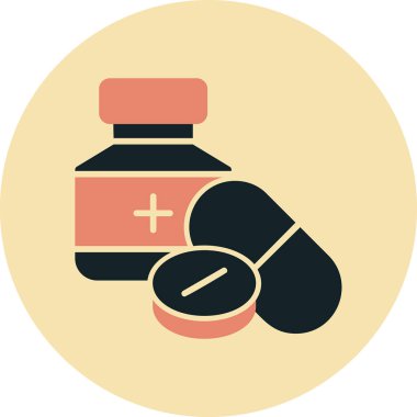 ilaç hapları simgesi, basit vektör illüstrasyonu 