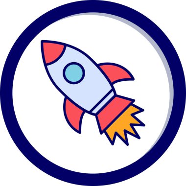 Roket. Web simgesi basit bir illüstrasyon. Danışmanlık ve Eğitim konsepti