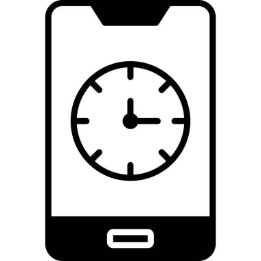 saat ve vektör illüstrasyonlu cep telefonu