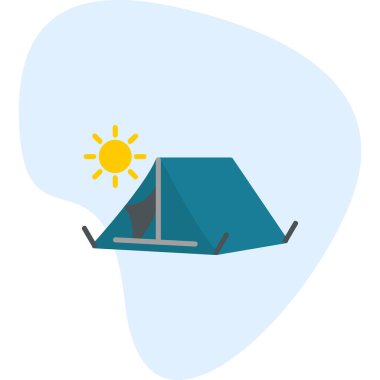 Çöldeki bir kamp çadırı ikonunun vektör çizimi