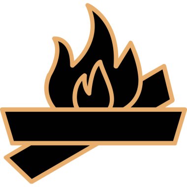 şenlik ateşi simgesi, ağ basit illüstrasyon