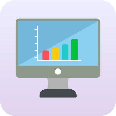 çevrimiçi bar grafikli bilgisayar ekranı, web simgesi basit illüstrasyon