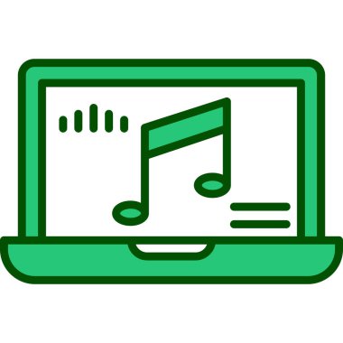 dizüstü bilgisayar vektör illüstrasyonu üzerine nota