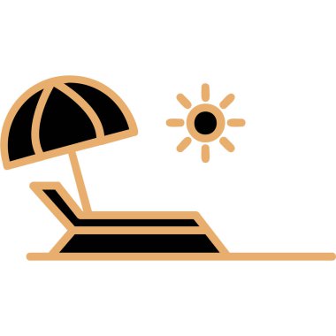 Yaz tatili, plaj ikonu, vektör illüstrasyonu