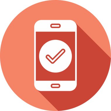 Tik işaretli telefon, vektör illüstrasyonu basit tasarım