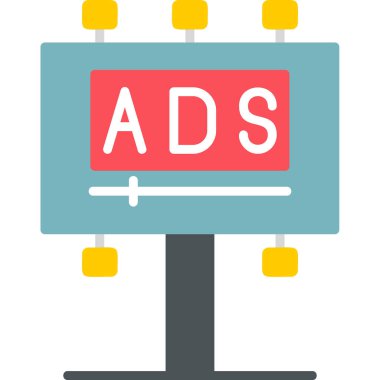 Reklam panosu simgesi, vektör illüstrasyonu basit tasarım