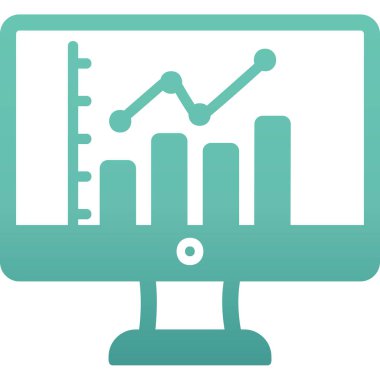çevrimiçi bar grafikli bilgisayar ekranı, web simgesi basit illüstrasyon