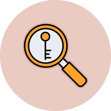 Anahtarlı büyüteç, vektör illüstrasyonu basit tasarım