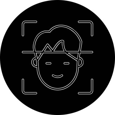 Yüz Tanıma vektör simgesi izole edildi. Yüz logosu taranıyor.