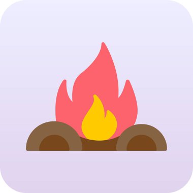 Kamp ateşi simgesi, vektör illüstrasyonu, düz tasarım 