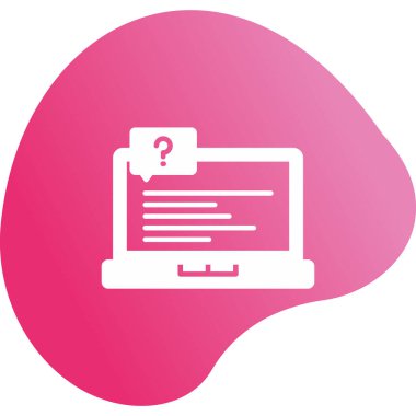  Soru işareti olan dizüstü bilgisayar simgesi. Vektör illüstrasyonu 