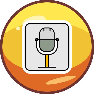 Retro mikrofon simgesi, vektör çizim 