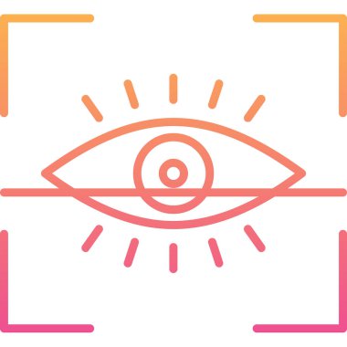 Göz Tarama Ağı simgesi, vektör illüstrasyonu. Tarama çerçevesi vektör ana hatları işaretli dijital göz