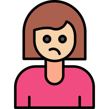 meh kadın simge vektör illüstrasyonuyla karşı karşıya