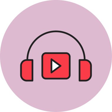 Podacast Dinleme eşleşmeli ikon vektör çizimi
