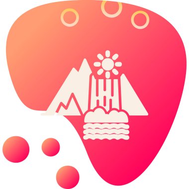 Dağların simgesindeki bir şelalenin vektör çizimi 