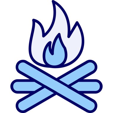 şenlik ateşi simgesi, ağ basit illüstrasyon