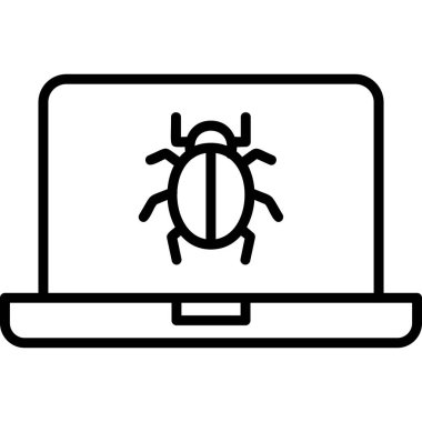 bilgisayar zararlı yazılım simgesi, vektör illüstrasyonu basit tasarım