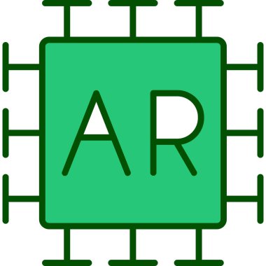 AR, artırılmış gerçeklik simgesi düz illüstrasyon