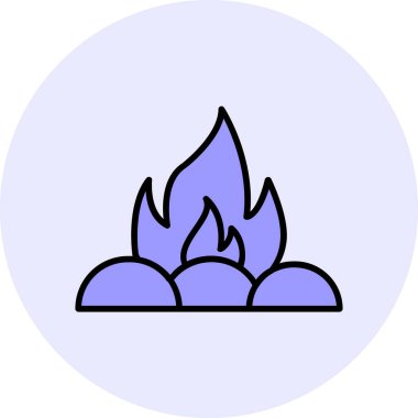 Kamp ateşi simgesi, vektör illüstrasyonu, düz tasarım 