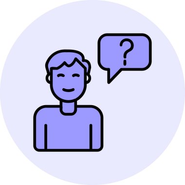 Müşteri Soru simgesi, vektör illüstrasyonu. Logotype. Konuşma balonunda soru işareti olan çocuk Avatar 'ı  