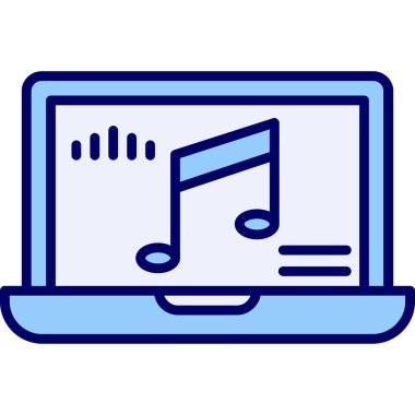 dizüstü bilgisayar vektör illüstrasyonu üzerine nota