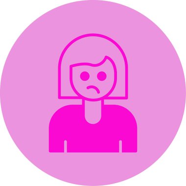 meh kadın simge vektör illüstrasyonuyla karşı karşıya