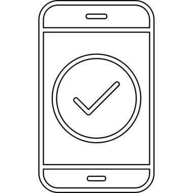 Tik işaretli telefon, vektör illüstrasyonu basit tasarım