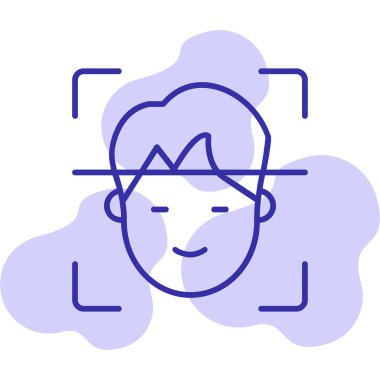 Yüz Tanıma vektör simgesi izole edildi. Yüz logosu taranıyor.