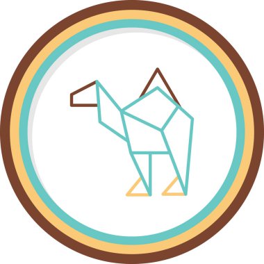 Origami tarzında deve simgesi, vektör illüstrasyonu 