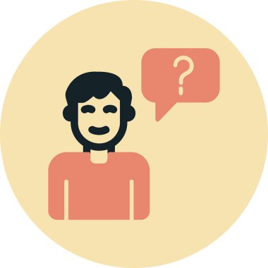 Müşteri Soru simgesi, vektör illüstrasyonu. Logotype. Konuşma balonunda soru işareti olan çocuk Avatar 'ı  