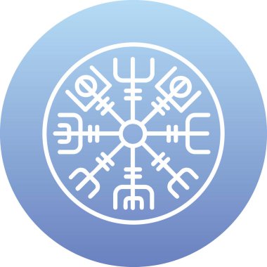 Vegvisir runik pusula simgesi, vektör illüstrasyonu.